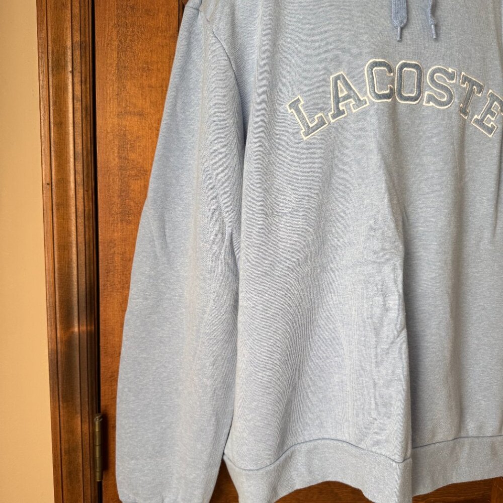 Lacoste Light Blue Pullover Hoodie w/Drawstring Sweatshirt Size 9 - Picture 6 of 11